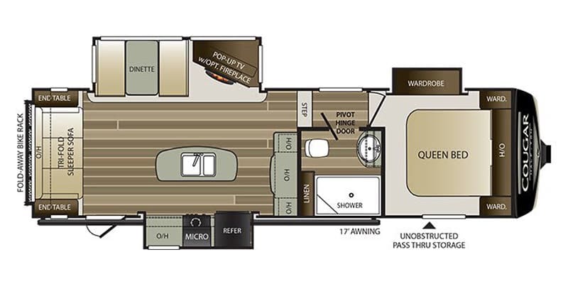 2018-Keystone-Cougar-Half-Ton-27RLS-Floorplan